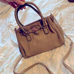 Tan Buckle Satchel Handbag